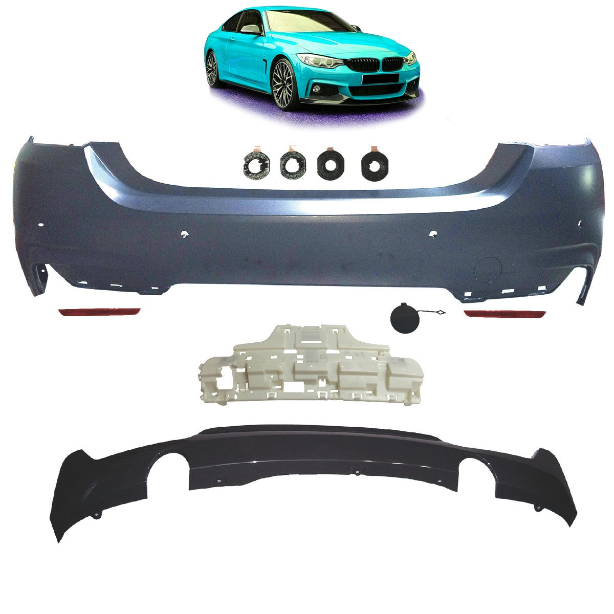 Sport-Heckstoßstange mit Diffusor passend für BMW 4er F32 F33 2013-2020