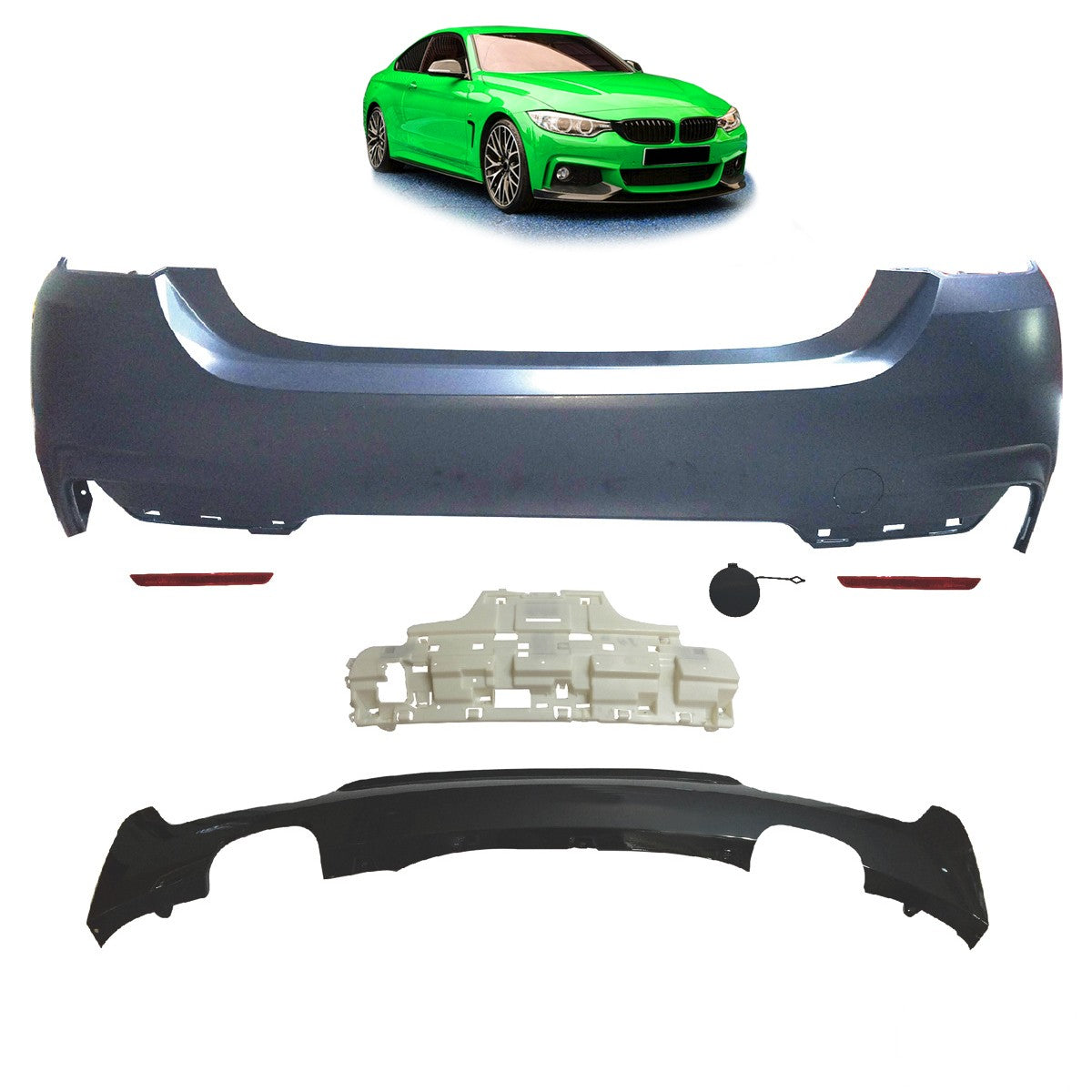 Sport-Heckstoßstange mit Diffusor passend für BMW 4er F32 F33 2013-2020