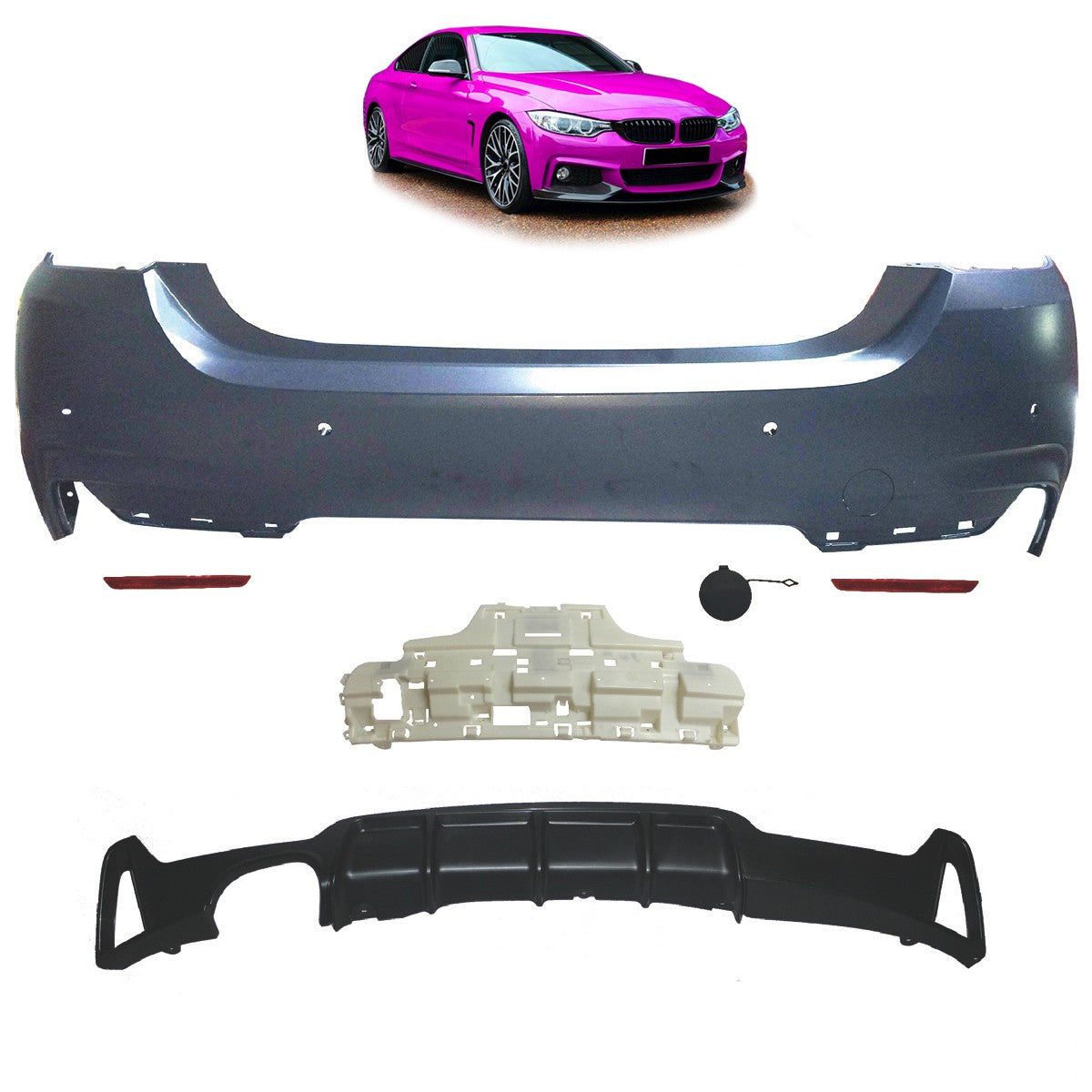 Sport-Heckstoßstange mit Diffusor passend für BMW 4er F32 F33 2013-2020