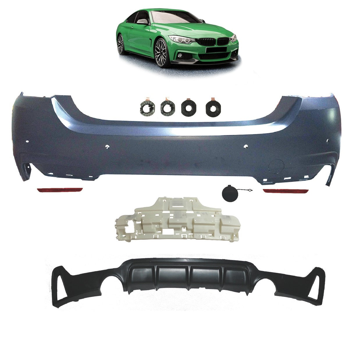 Sport-Heckstoßstange mit Diffusor passend für BMW 4er F32 F33 2013-2020