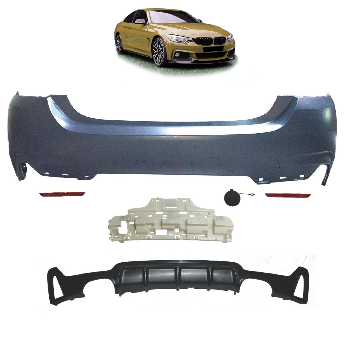 Sport-Heckstoßstange mit Diffusor passend für BMW 4er F32 F33 2013-2020