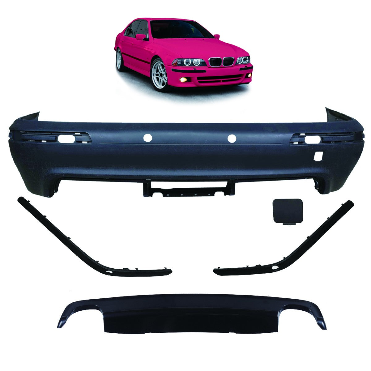 Sport-Heckstoßstange mit Diffusor & PDC passend für BMW 5er (E39) Limousine 1995-2003