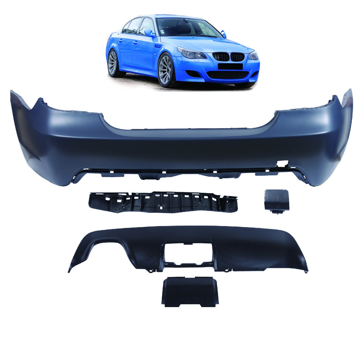 Heckstoßstange mit Diffusor für Anhängerkupplung passend für BMW 5er (E60) Limousine 2003-2010
