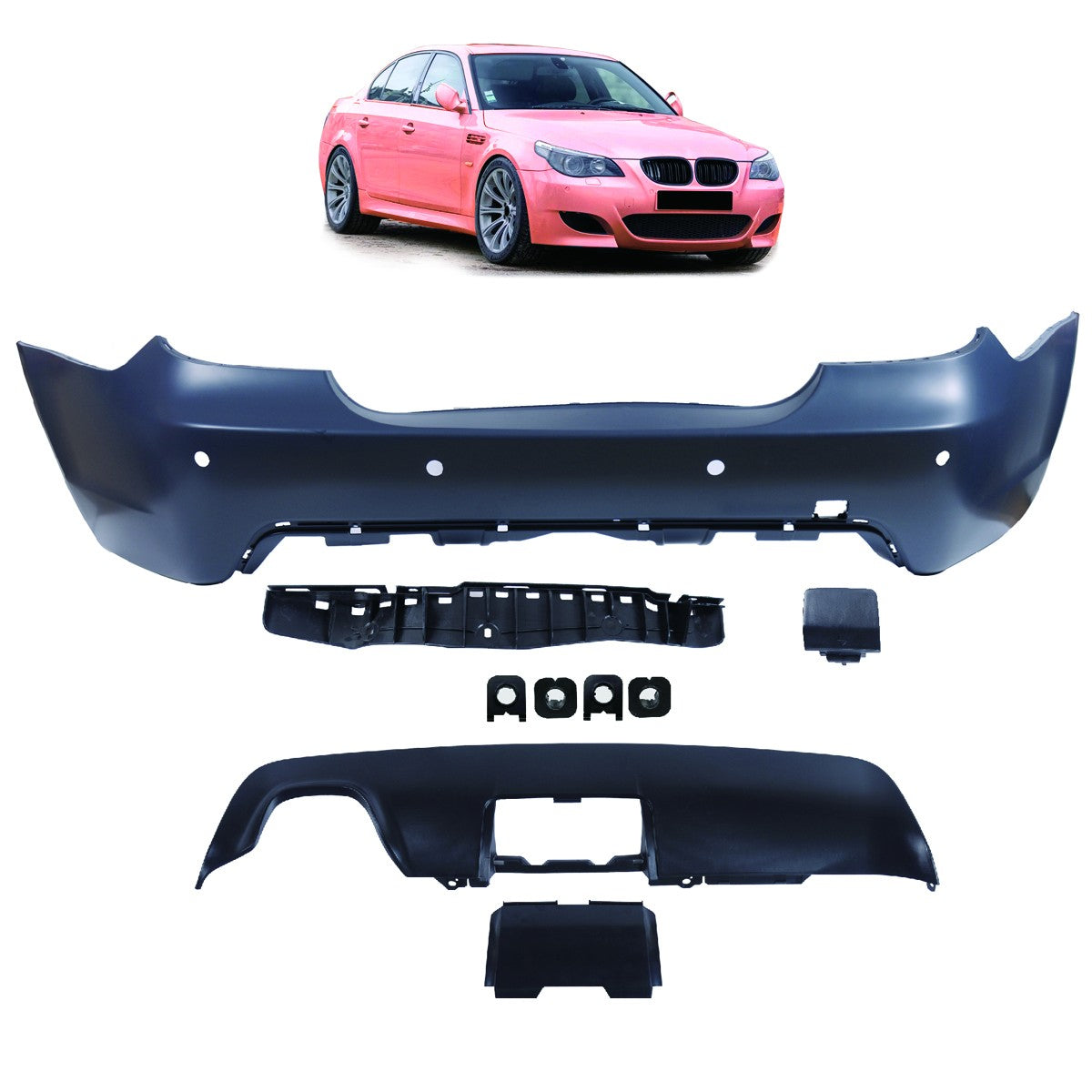 Sport-Heckstoßstange mit PDC & Diffusor passend für BMW 5er E60 2003-2007