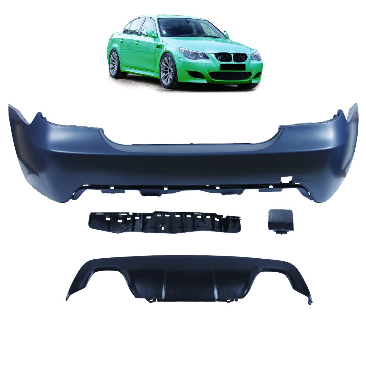 Sport-Heckstoßstange mit Diffusor passend für BMW 5er E60 Limousine 2003-2010