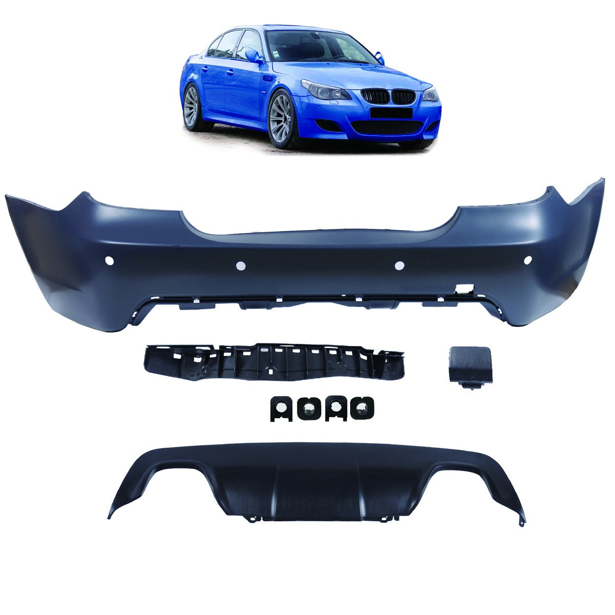 Sport-Heckstoßstange mit Diffusor passend für BMW 5er E60 Limousine 2003-2007