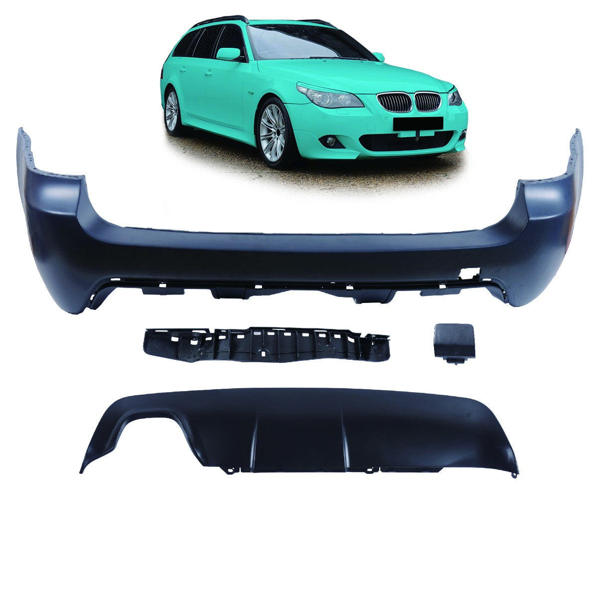 Sport-Heckstoßstange mit Diffusor passend für BMW 5er (E61) Touring 2003-2010