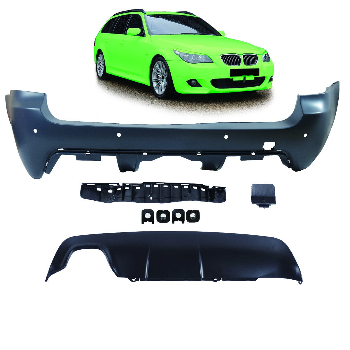 Heckstoßstange PDC mit Diffusor passend für BMW 5er E61 Touring 2003-2007
