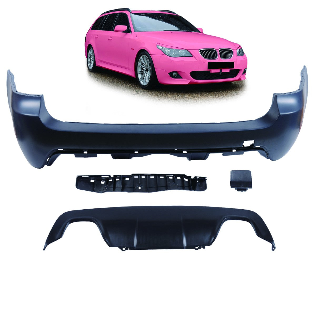 Heckstoßstange mit Diffusor passend für BMW 5er E61 Touring 2003-2010