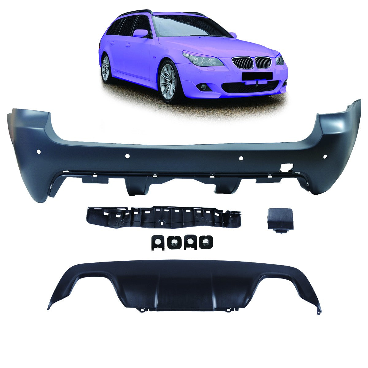 Sport-Heckstoßstange mit Diffusor passend für BMW 5er E61 Touring 2003-2007