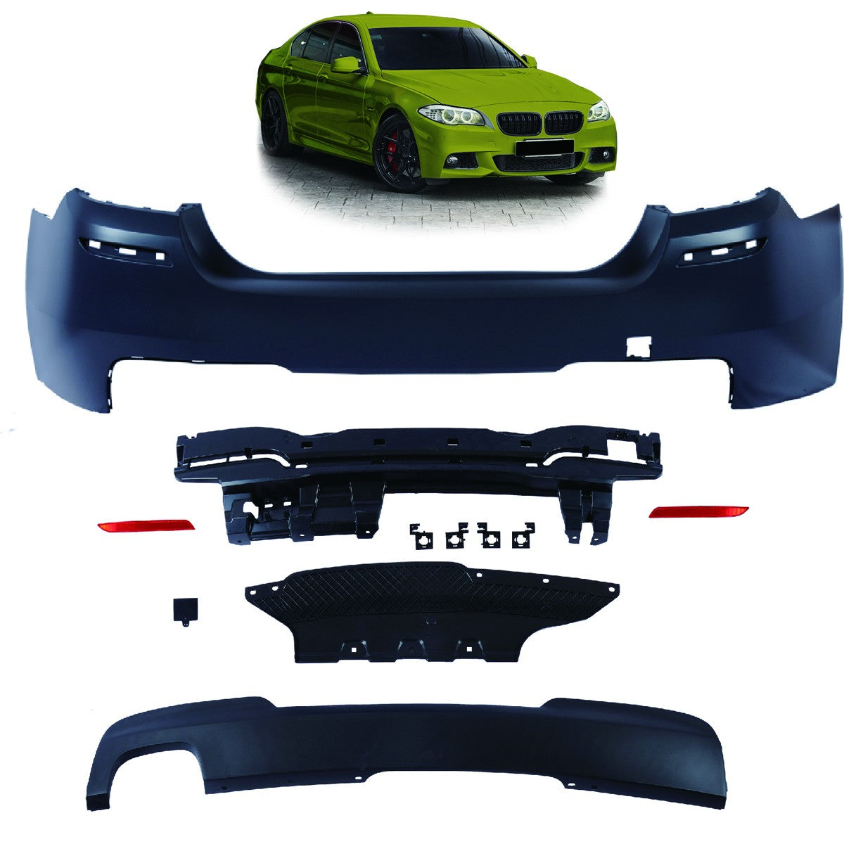 Heckstoßstange Sport mit Diffusor passend für BMW 5 (F10) Limousine 2010-2017