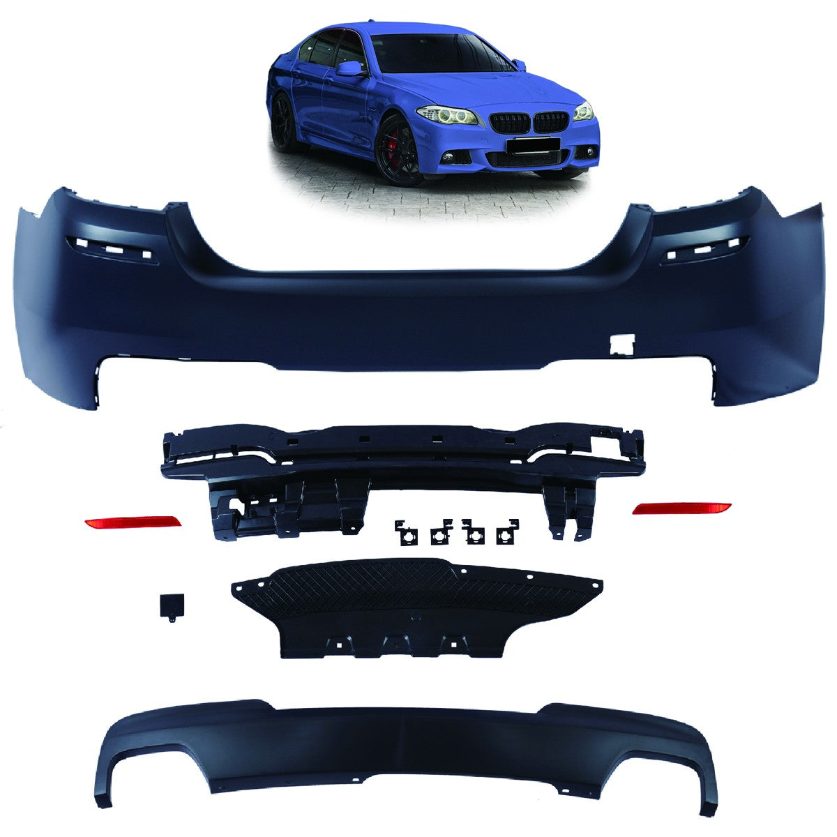 Heckstoßstange Sport mit Diffusor passend für BMW 5 (F10) Limousine 2010-2017