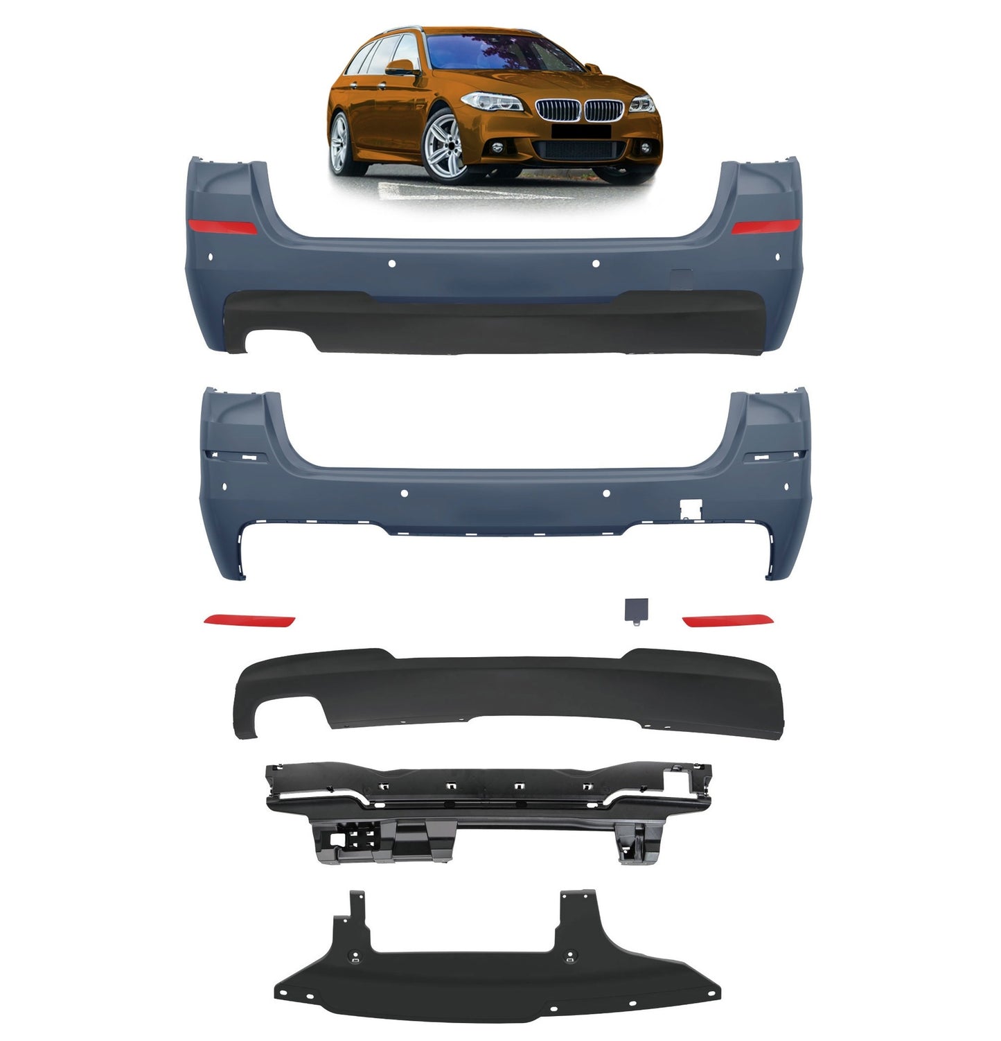 Heckstoßstange mit Diffusor & PDC passend für BMW 5er F11 Touring 2010-2017