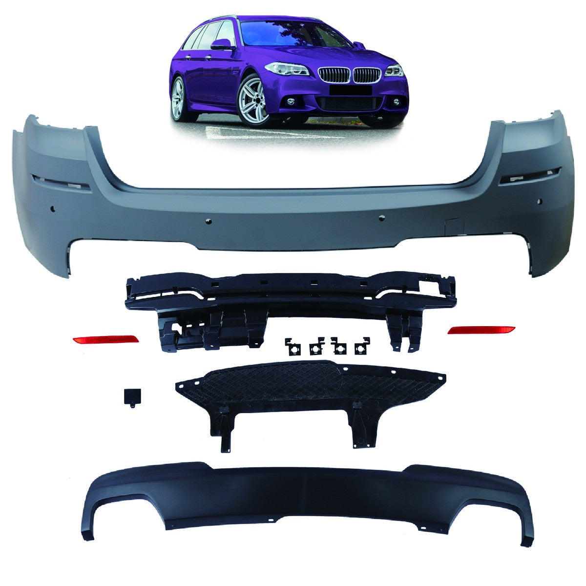 Heckstoßstange Sport mit Diffusor passend für BMW 5er F11 Touring 2010-2017