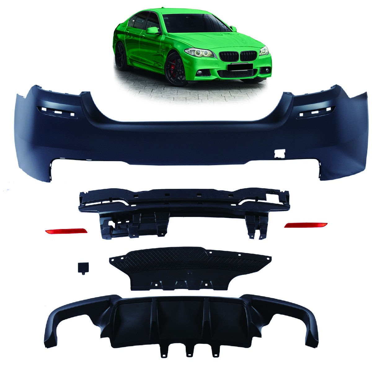 Heckstoßstange Sport mit Diffusor passend für BMW 5er (F10) Limousine 2010-2017