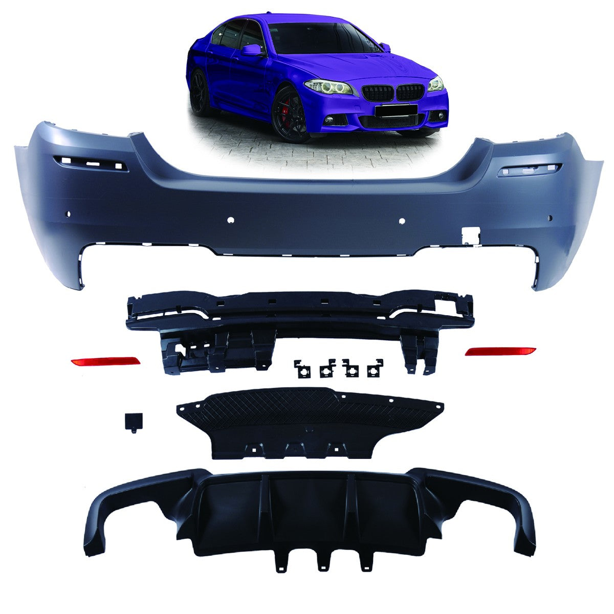 Heckstoßstange Sport mit Diffusor passend für BMW 5 (F10) Limousine 2010-2017
