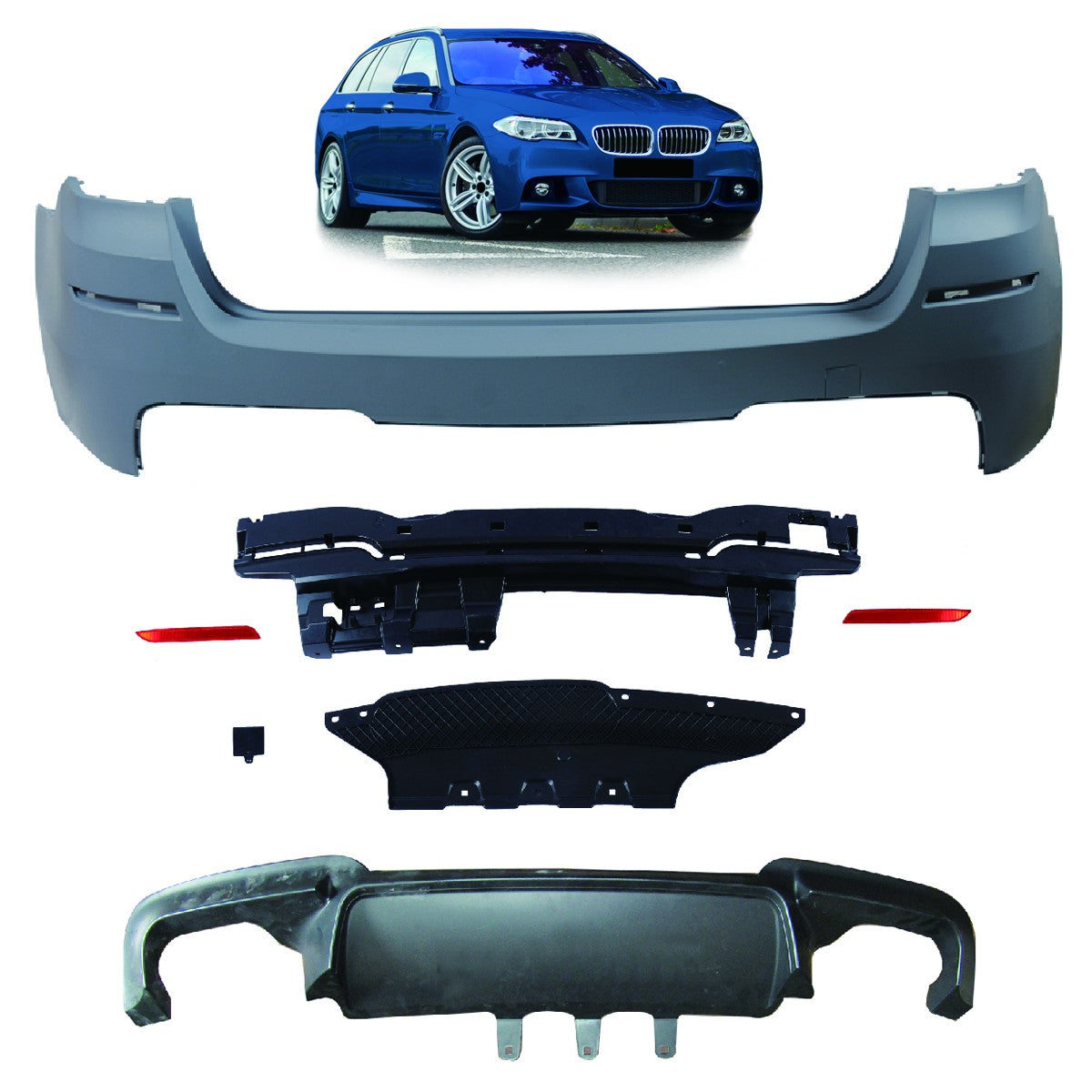 Heckstoßstange Sport mit Diffusor passend für BMW 5 (F11) Touring 2010-2017