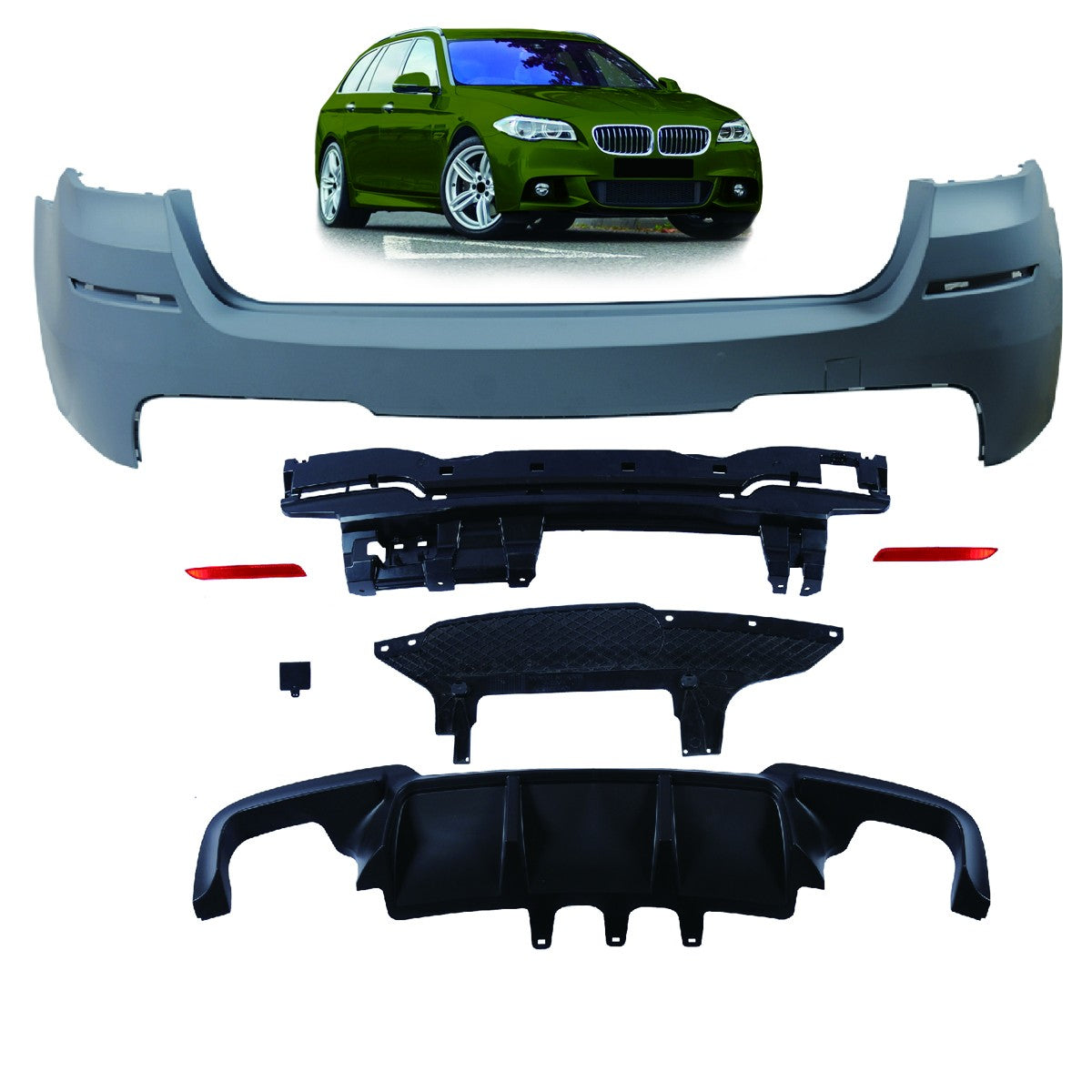 Heckstoßstange Sport mit Diffusor passend für BMW 5er F11 Touring 2010-2017