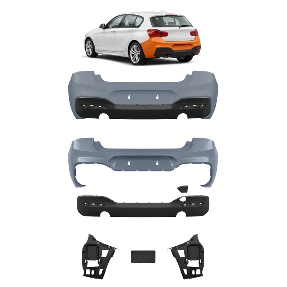 Heckstoßstange PDC Diffusor passend für BMW 1er F20 F21 2015-2019
