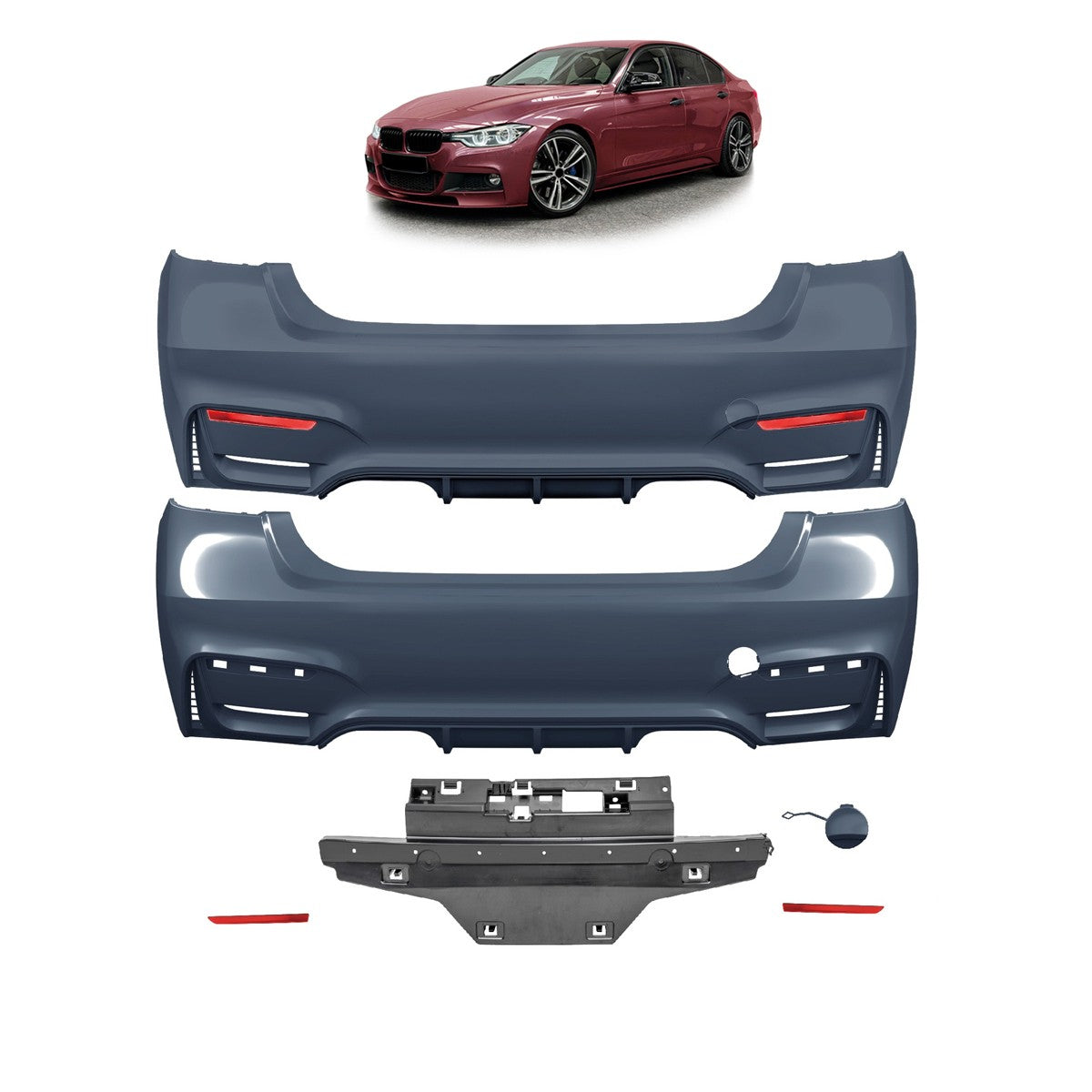 Heckstoßstange mit Diffusor PDC passend für BMW 3er F30 Limousine 2012-2018