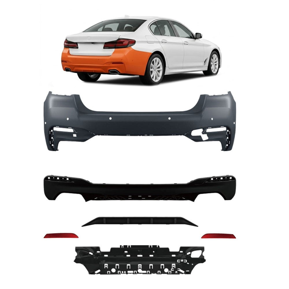 Heckstoßstange mit Diffusor und PDC passend für BMW 5 (G30) Limousine 2020-2023