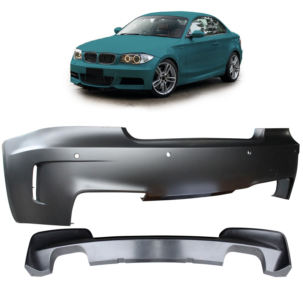 Heckstoßstange mit PDC Diffusor passend für BMW 1er E82 E88 2007-2013