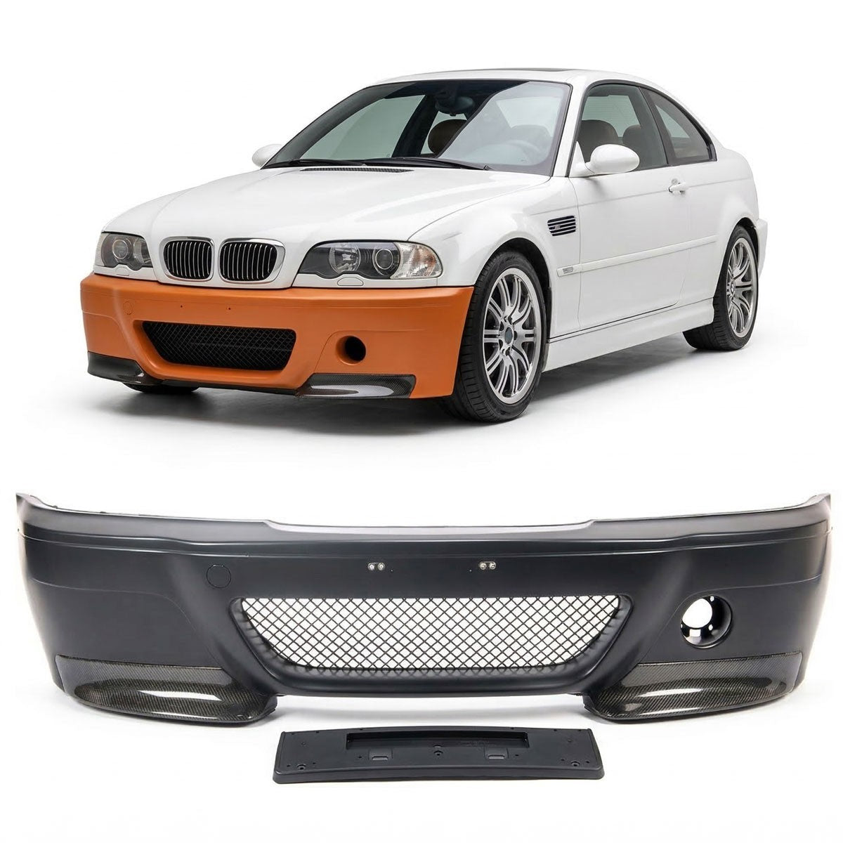 Frontstoßstange mit Carbon-Splittern passend für BMW E46 M3 Coupé/Cabrio 00-06