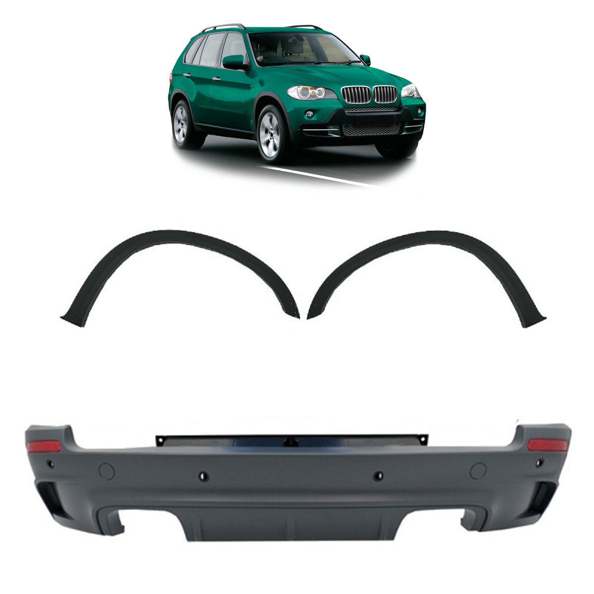 Heckstoßstange mit PDC & Radkästen passend für BMW X5 E70 2007-2013