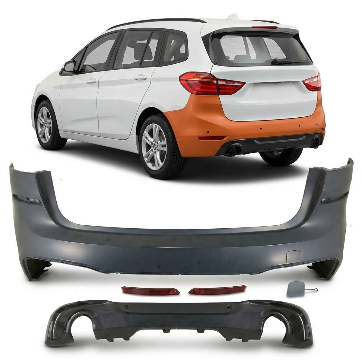 Sport Heckstoßstange mit PDC passend für BMW 2er Grand Tourer (F46) 2018-2021