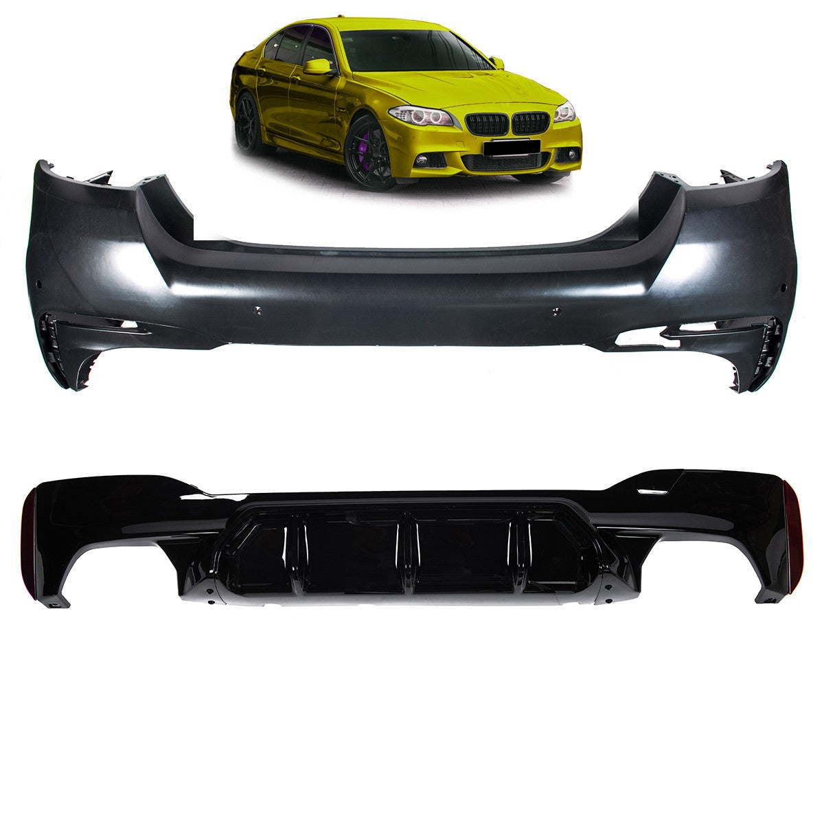 Heckstoßstange mit PDC & Diffusor passend für BMW 5er F10 Limousine 2009-2016
