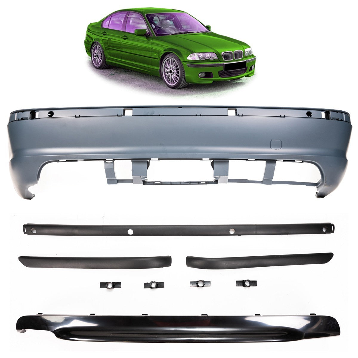 Sport Heckstoßstange mit Diffusor passend für BMW 3 (E46) Limousine 1998-2005