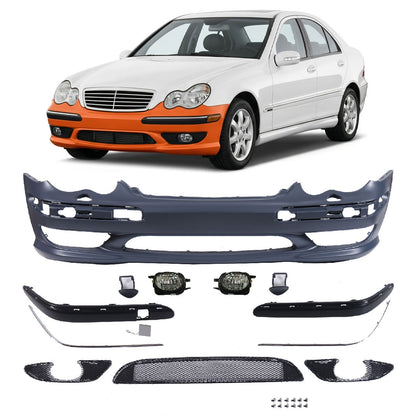 Sport Frontstoßstange mit SRA & Nebelscheinwerfern passend für Mercedes C-Klasse 2000-2007