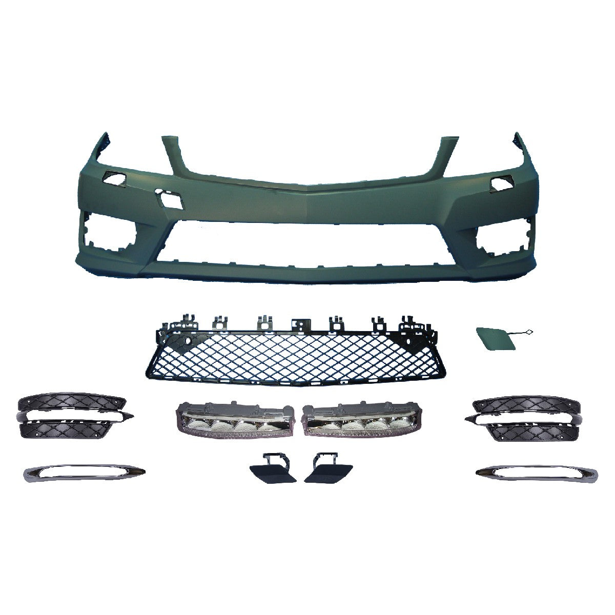 Sport Frontstoßstange mit LED Tagfahrlicht & SRA passend für Mercedes C-Klasse W204 2007-2015