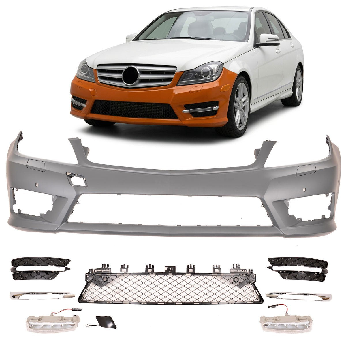 Frontstoßstange mit LED Tagfahrlicht passend für Mercedes C-Klasse W204 C204 S204 2007-2015