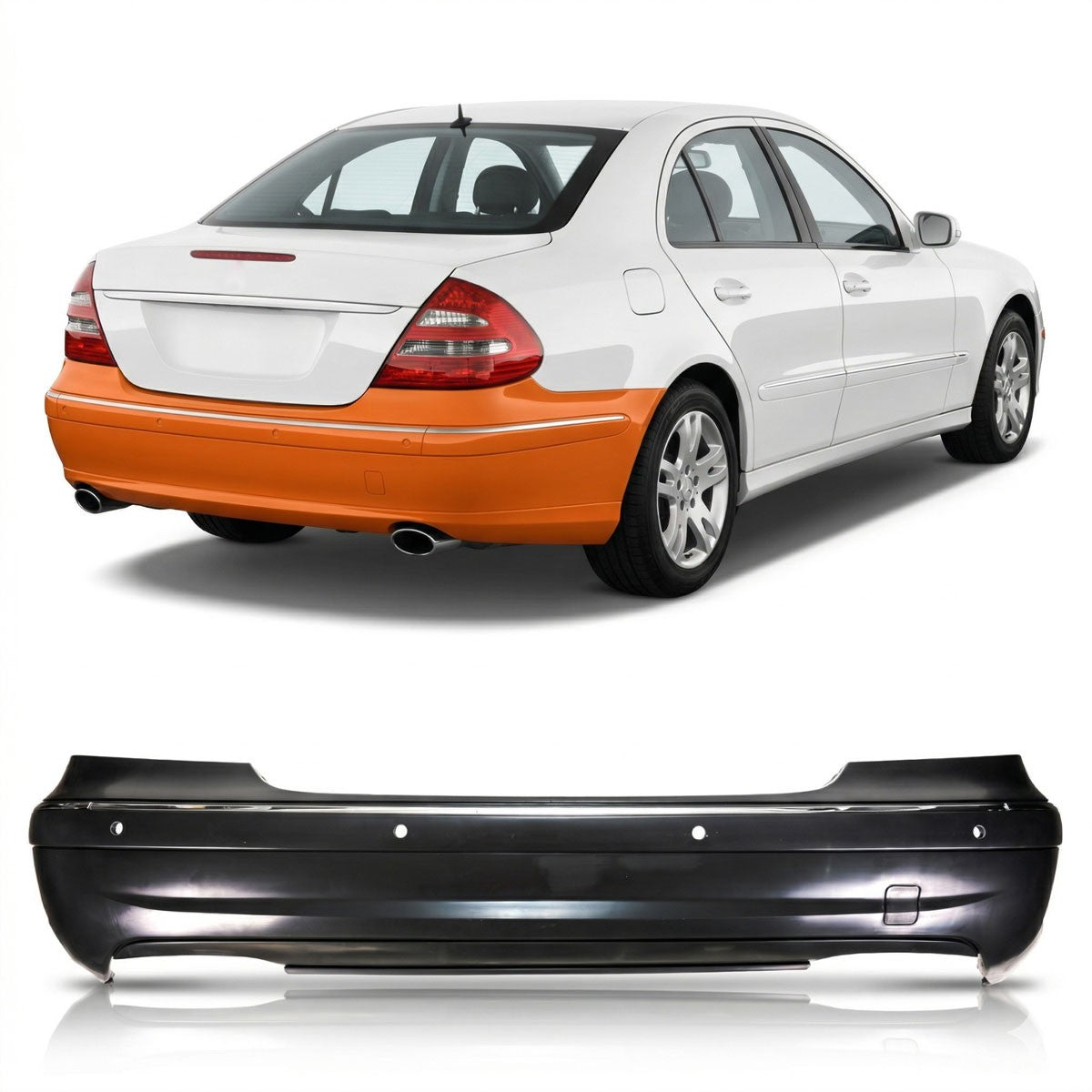 Heckstoßstange mit PDC passend für Mercedes E-Klasse W211 Limousine 2002-2009
