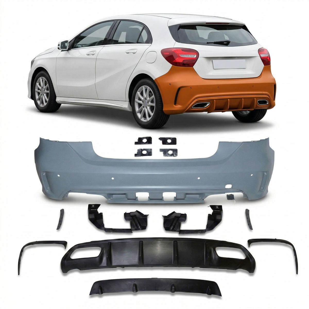 Heckstoßstange mit PDC & Diffusor passend für Mercedes A-Klasse W176 2013-2019
