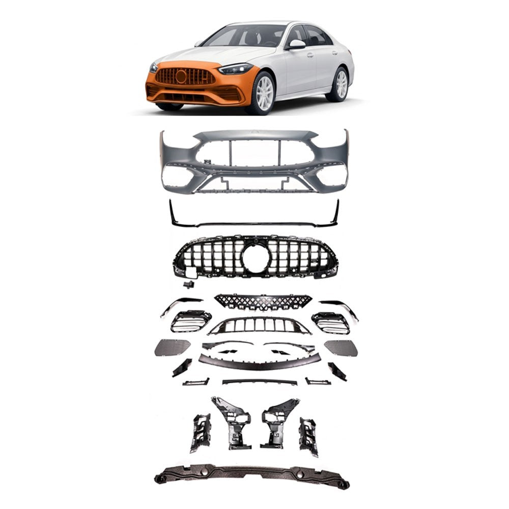 Frontstoßstange & Hochglanz Schwarz Grill passend für Mercedes C-Klasse W206 2021-2024