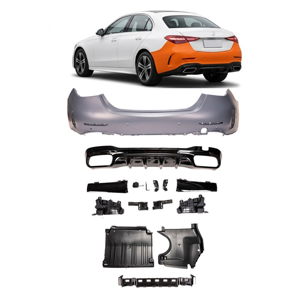 Heckstoßstange mit Diffusor und PDC passend für Mercedes C-Klasse W206 Limousine 2021-