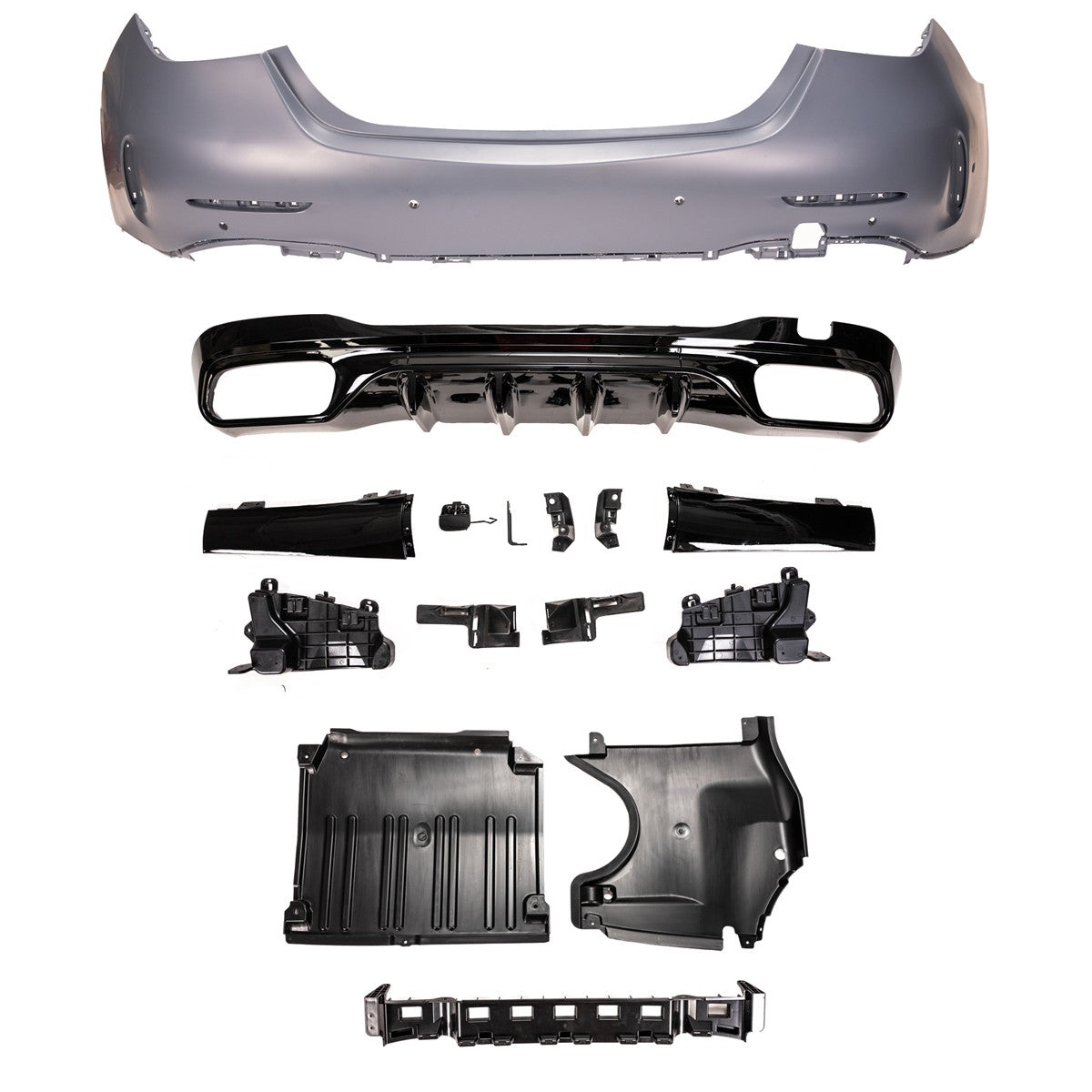 Heckstoßstange mit Diffusor und PDC passend für Mercedes C-Klasse W206 Limousine 2021-
