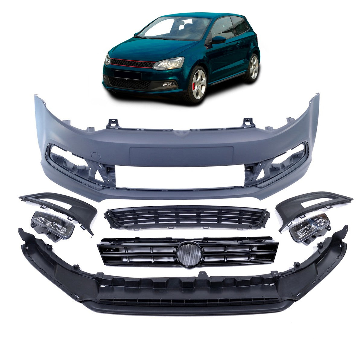 Frontstoßstange Kit mit Nebelscheinwerfern passend für VW Polo 6R 2009-2014