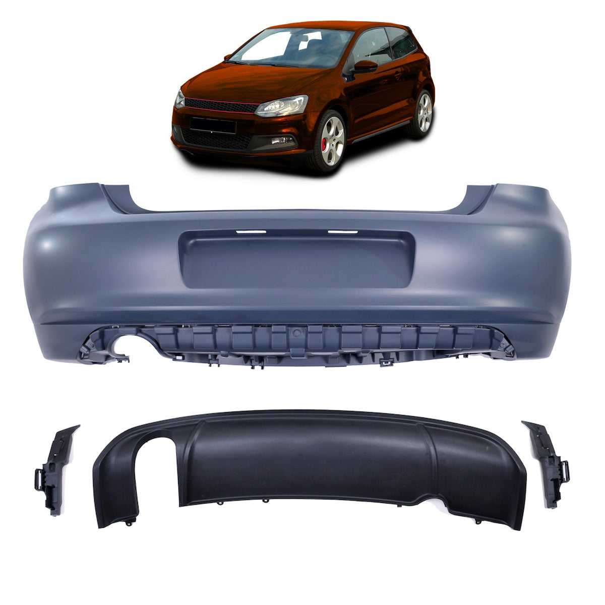 Heckstoßstange mit Diffusor passend für VW Polo 6R 2009-2014