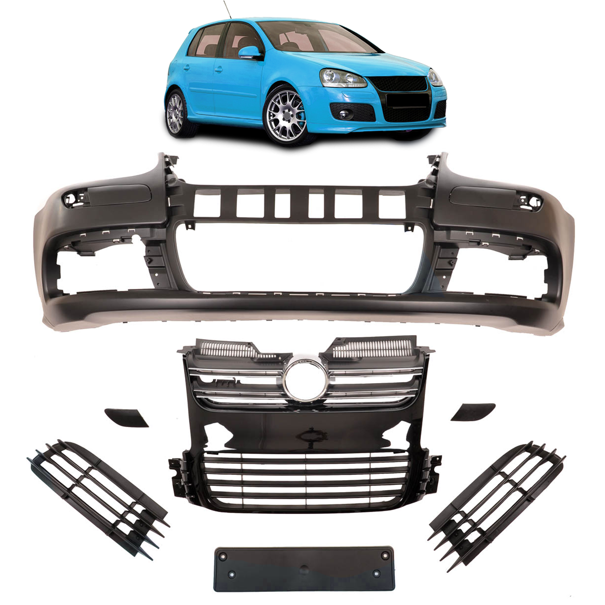 Frontstoßstange mit Grill & SRA passend für VW Golf 5 2003-2009