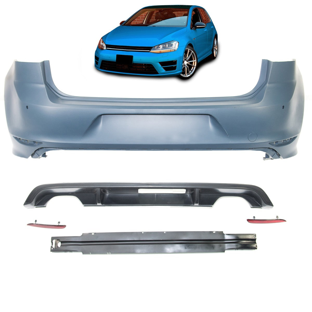 Sport-Heckstoßstange mit Diffusor passend für VW Golf VII 2012-2017