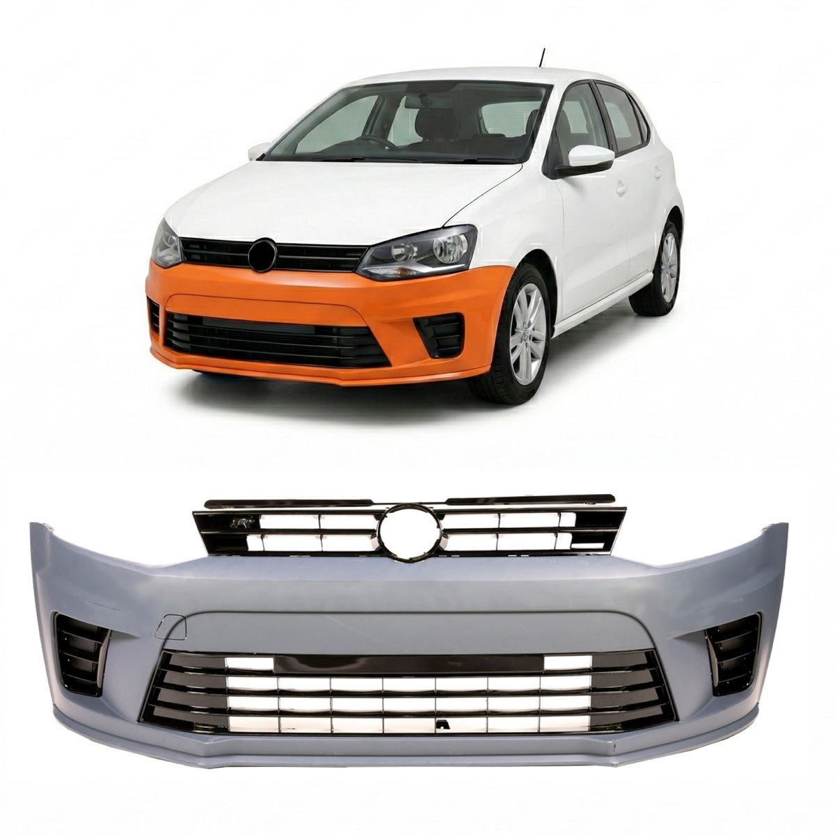 Frontstoßstange mit LED-Nebelscheinwerfern passend für VW Polo V (6R, 6C) 2009-2017