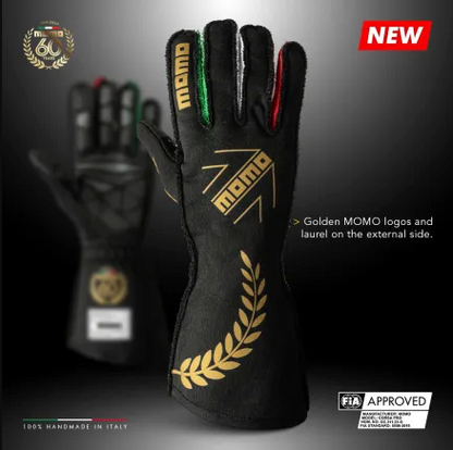 60 Jahre MOMO Corsa Pro Rennfahrerhandschuhe Größe 8