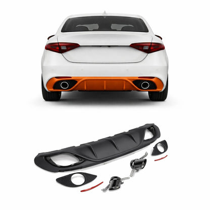 Heckstoßstange Diffusor Matt Schwarz & Schwarze Rohre passend für Alfa Romeo Giulia 2016-2020