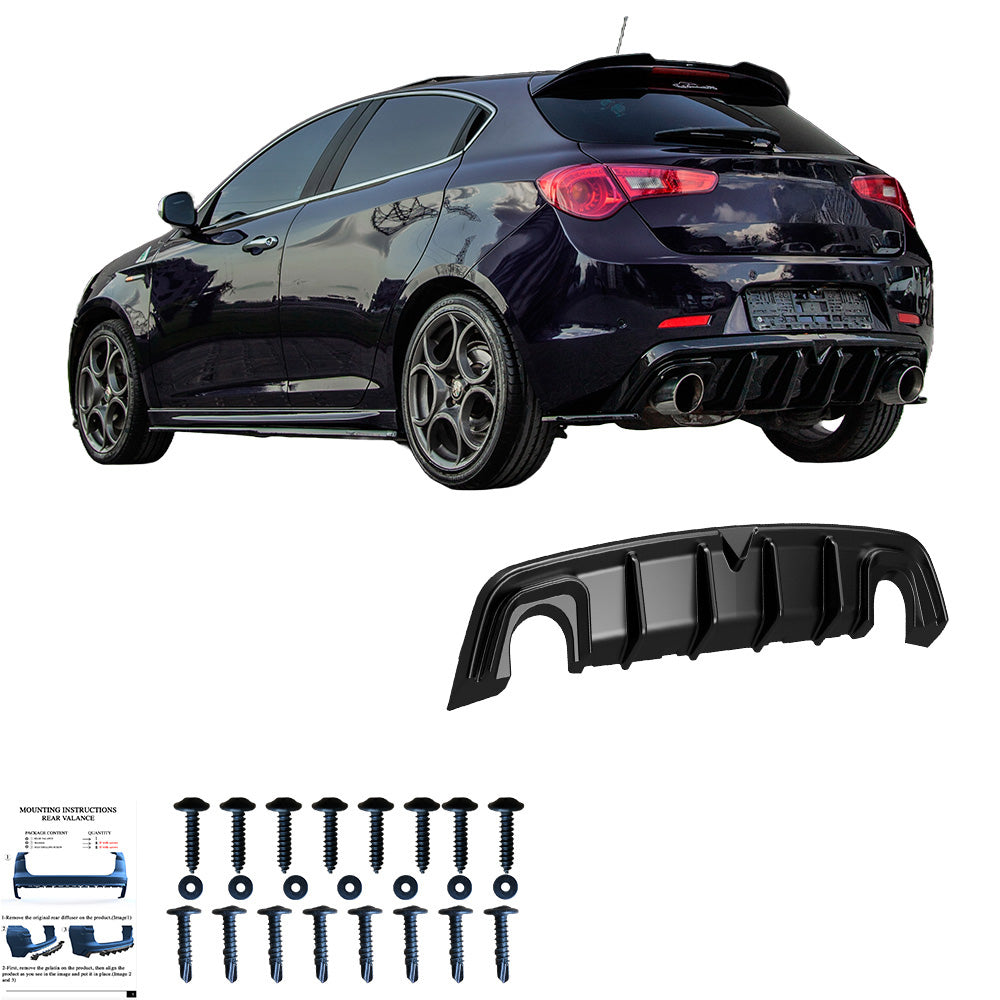 Heckdiffusor passend für Alfa Romeo Giulietta 2010-2020 v2 Hochglanz Schwarz