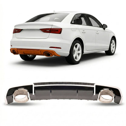 Heckstoßstange Diffusor Silber & Hochglanz Schwarz passend für Audi A3 8V Limousine 2013-2015