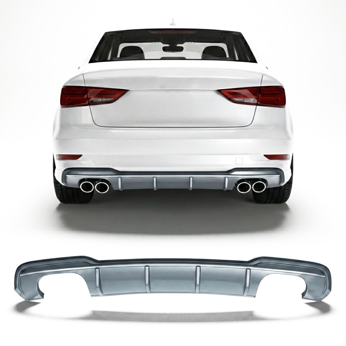 Heckstoßstange Diffusor Silbergrau passend für Audi A3 8V Limousine Facelift 2017-2021