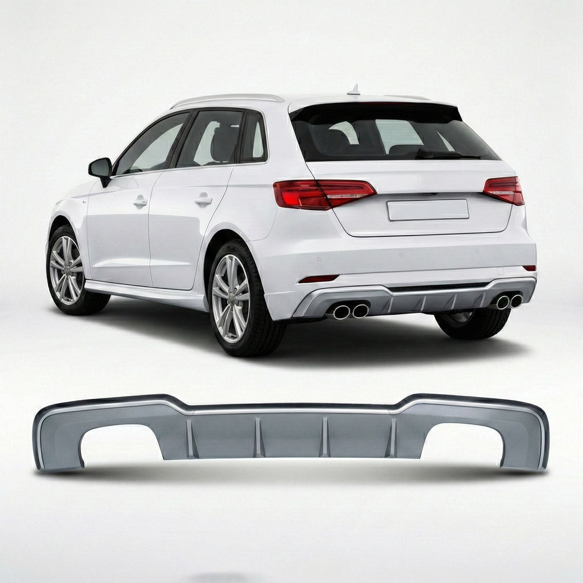 Heckstoßstange Diffusor Silbergrau passend für Audi A3 8V Sportback 2017-2021